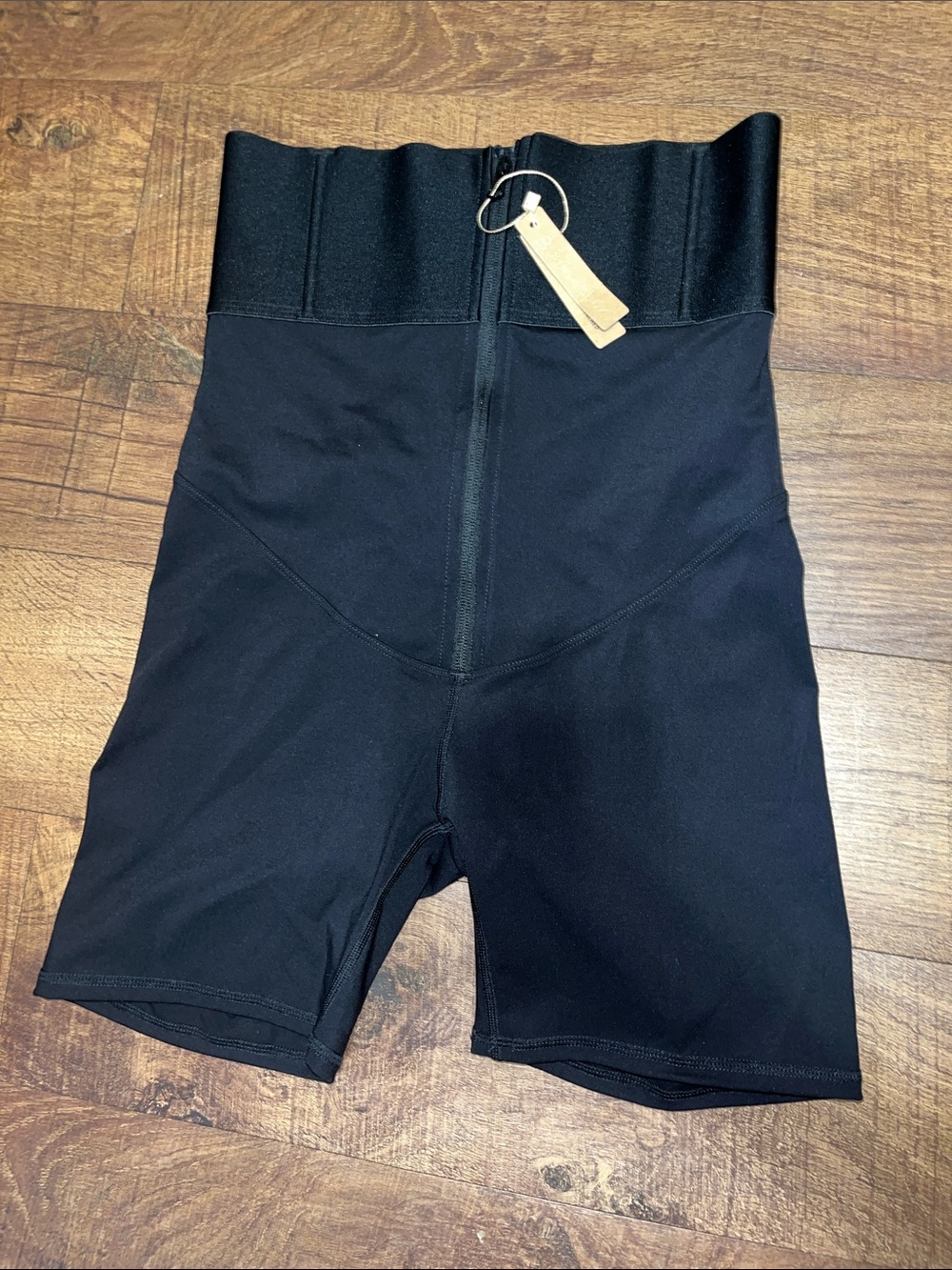 SPANX Black High-Waist Shaping Shorts with Gold Accent Tags